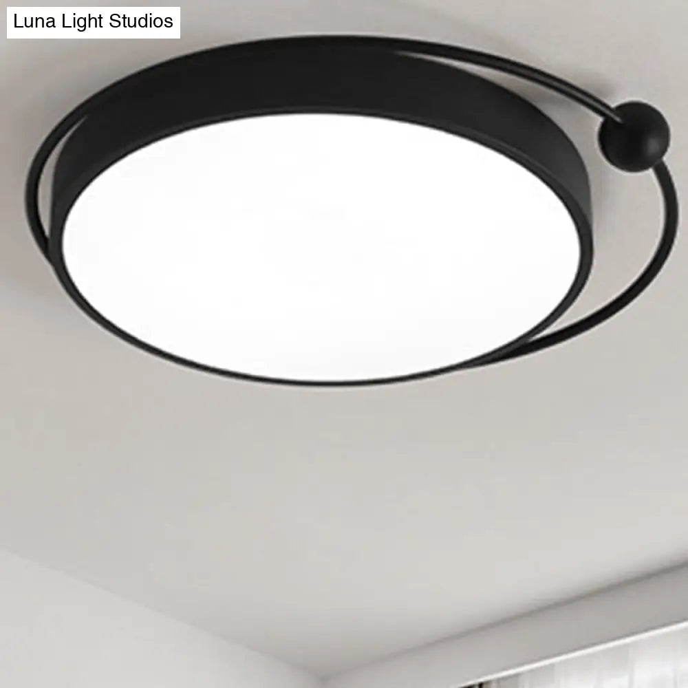 Round Black Led Flush Mount Ceiling Light In Warm/White - 18’ Or 21.5’ Diameter