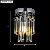 Round Chrome Crystal Bar Flush Mount Ceiling Light - Bare Bulb Flushmount