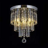 Round Chrome Crystal Bar Flush Mount Ceiling Light - Bare Bulb Flushmount Clear / 14’