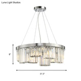 Round Crystal Chandelier With 10 Lights - Elegant Chrome Pendant For Living Room Ceiling