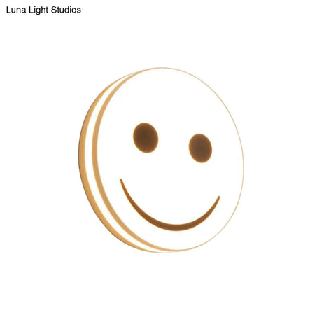 Round Flush Ceiling Light With Smile Emoji Led Flushmount Lamp And Acrylic Shade