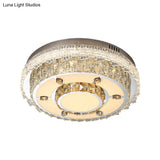 Round Flush Mount Crystal Led Ceiling Light Fixture For Bedroom