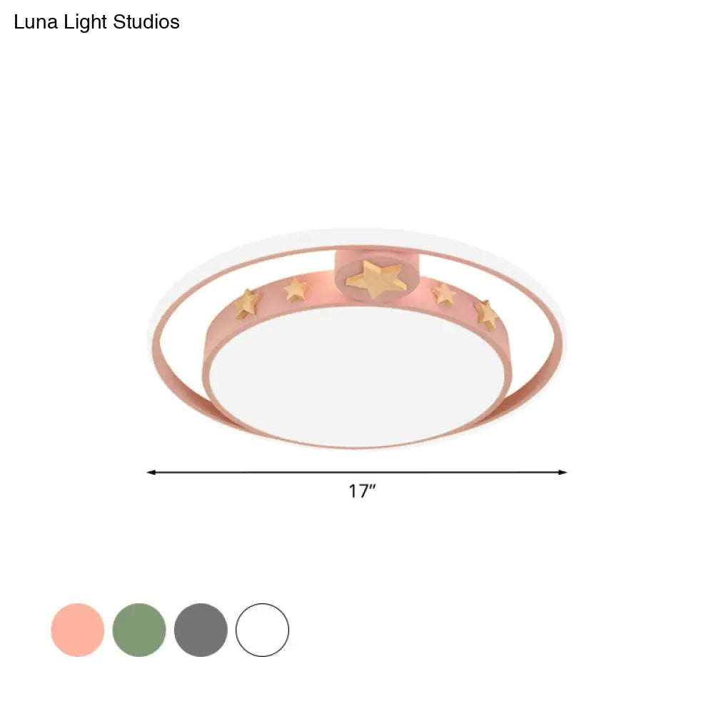 Round Flush Mounted Acrylic Led Ceiling Lamp In Pink/White/Gray – Perfect For Bedroom Lighting