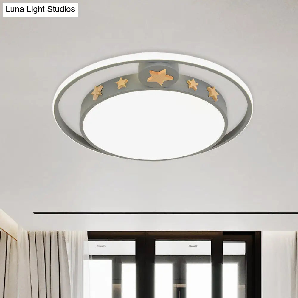 Round Flush Mounted Acrylic Led Ceiling Lamp In Pink/White/Gray – Perfect For Bedroom Lighting