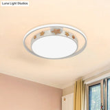 Round Flush Mounted Acrylic Led Ceiling Lamp In Pink/White/Gray – Perfect For Bedroom Lighting
