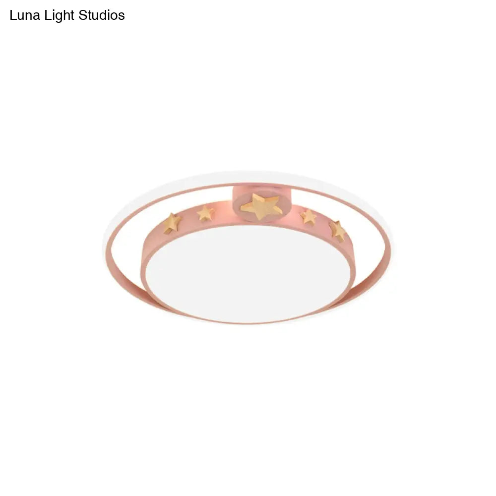 Round Flush Mounted Acrylic Led Ceiling Lamp In Pink/White/Gray – Perfect For Bedroom Lighting