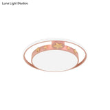 Round Flush Mounted Acrylic Led Ceiling Lamp In Pink/White/Gray – Perfect For Bedroom Lighting