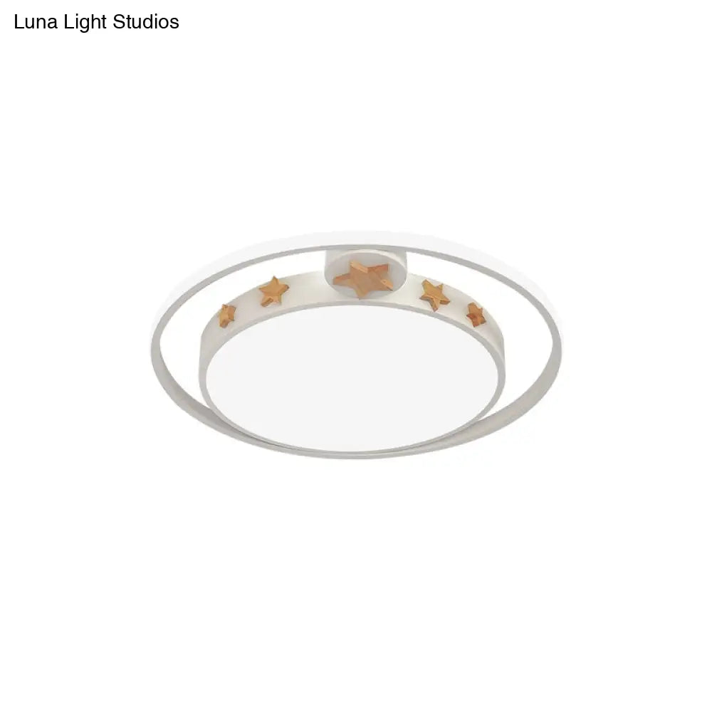 Round Flush Mounted Acrylic Led Ceiling Lamp In Pink/White/Gray – Perfect For Bedroom Lighting