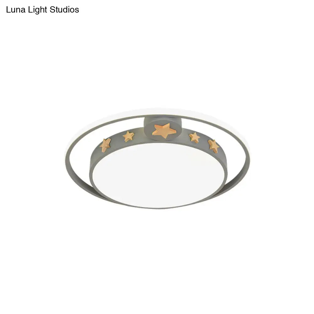 Round Flush Mounted Acrylic Led Ceiling Lamp In Pink/White/Gray – Perfect For Bedroom Lighting