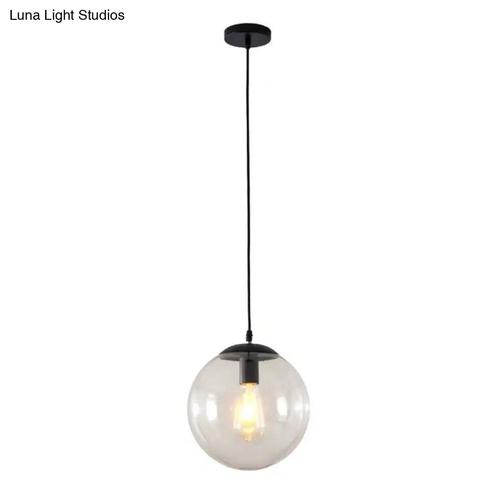 Round Industrial Style Glass Hanging Ceiling Light For Restaurants - 1 Fixture