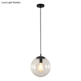 Round Industrial Style Glass Hanging Ceiling Light For Restaurants - 1 Fixture