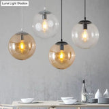 Round Industrial Style Glass Hanging Ceiling Light For Restaurants - 1 Fixture