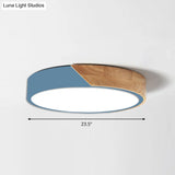 Round Led Macaron Ceiling Light With Acrylic Shade And Wood Accents