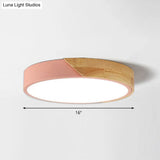 Round Led Macaron Ceiling Light With Acrylic Shade And Wood Accents