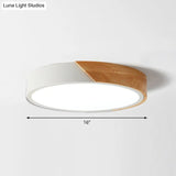 Round Led Macaron Ceiling Light With Acrylic Shade And Wood Accents