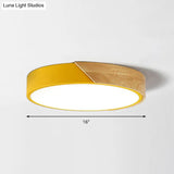 Round Led Macaron Ceiling Light With Acrylic Shade And Wood Accents