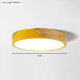 Round Led Macaron Ceiling Light With Acrylic Shade And Wood Accents