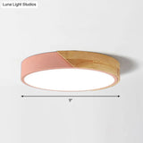 Round Led Macaron Ceiling Light With Acrylic Shade And Wood Accents
