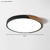 Round Led Macaron Ceiling Light With Acrylic Shade And Wood Accents