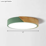 Round Led Macaron Ceiling Light With Acrylic Shade And Wood Accents
