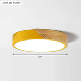 Round Led Macaron Ceiling Light With Acrylic Shade And Wood Accents