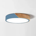 Round Led Macaron Ceiling Light With Acrylic Shade And Wood Accents Blue / 9’