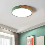 Round Led Macaron Ceiling Light With Acrylic Shade And Wood Accents Green / 9’