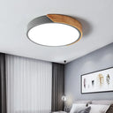 Round Led Macaron Ceiling Light With Acrylic Shade And Wood Accents Grey / 9’