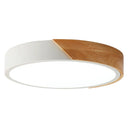Round Led Macaron Ceiling Light With Acrylic Shade And Wood Accents White / 9’