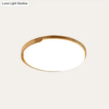 Round Led Wood Flush Mount Ceiling Light For Living Room - Beige