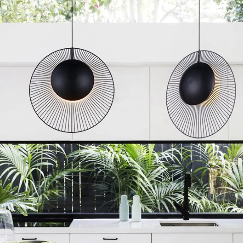 Simple Round Metal Hanging Light In Black - 14/18 Wide 1 Drop Pendant For Dining Room
