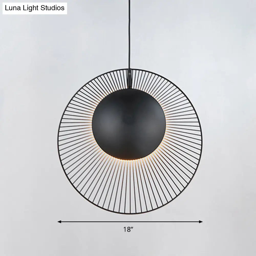 Round Metal Pendant Light In Black - 14’/18’ For Dining Room