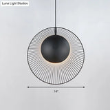 Round Metal Pendant Light In Black - 14’/18’ For Dining Room