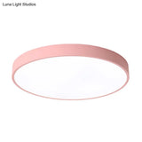 Round Nordic Metal Ceiling Lamp With Led Flush Mount Light For Bedrooms