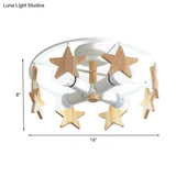 Round Semi - Flush Ceiling Light Macaroon 3 - Bulb Grey/White/Green - Wooden Horse Design