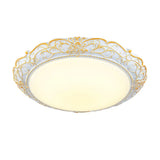 Rounded Cream Glass Led Ceiling Lamp - Traditional Bedroom Lighting In White-Gold