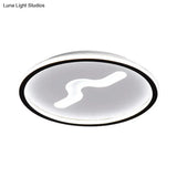 Rounded Flush Mount Led Bedroom Ceiling Light In Black/Gold With Warm/White