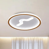 Rounded Flush Mount Led Bedroom Ceiling Light In Black/Gold With Warm/White