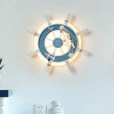 Rudder Bedside Wall Lamp - Acrylic Led Creative Lighting In Light Blue/White Blue