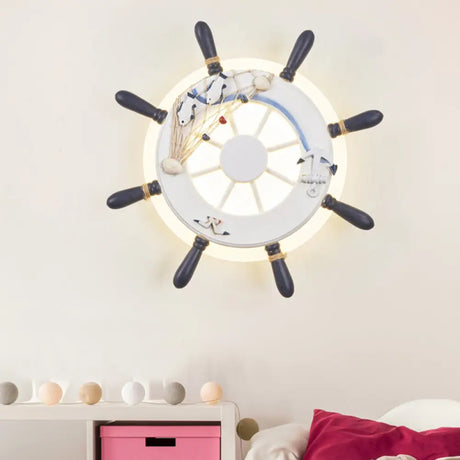 Rudder Bedside Wall Lamp - Acrylic Led Creative Lighting In Light Blue/White White