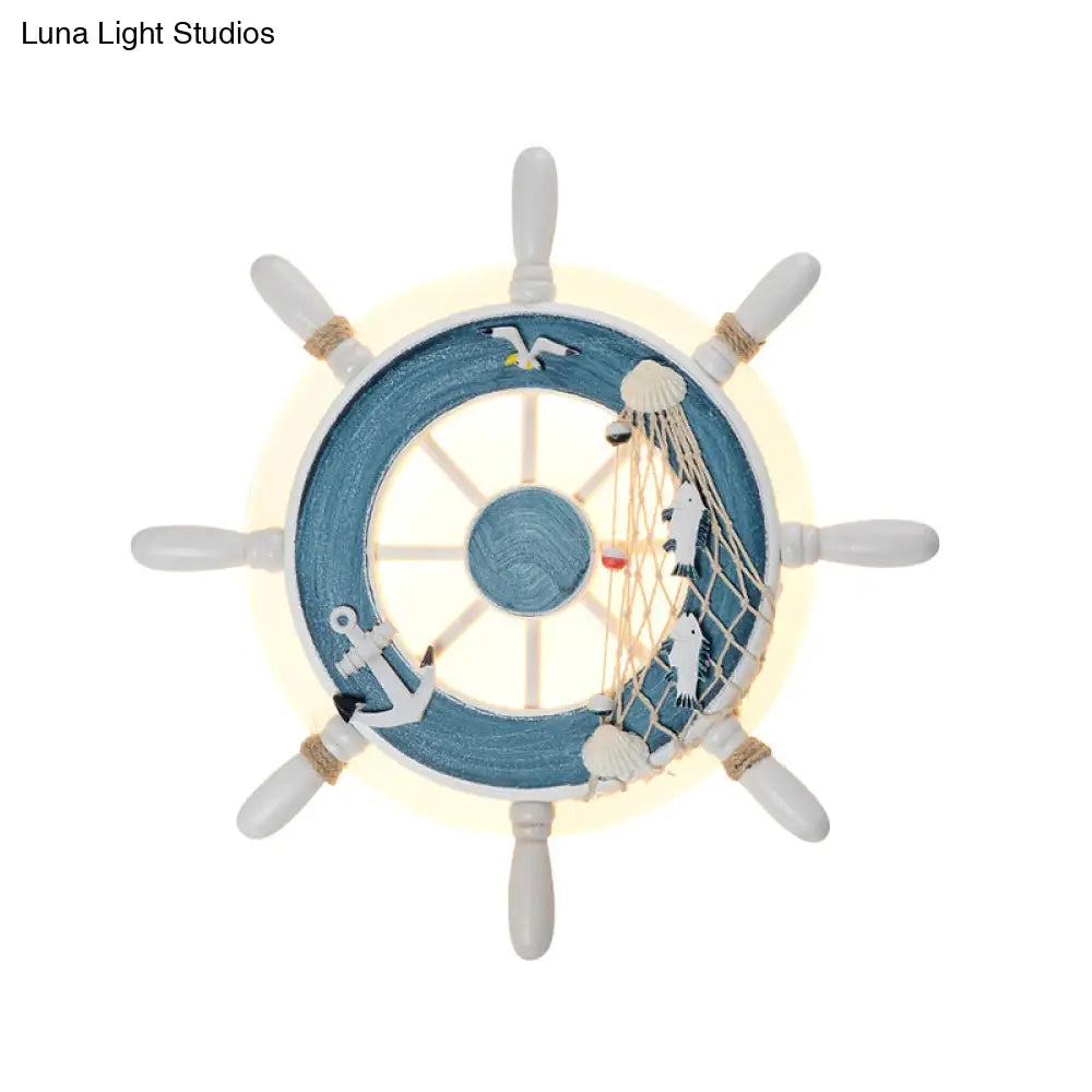 Rudder Bedside Wall Lamp - Acrylic Led Creative Lighting In Light Blue/White