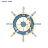 Rudder Bedside Wall Lamp - Acrylic Led Creative Lighting In Light Blue/White