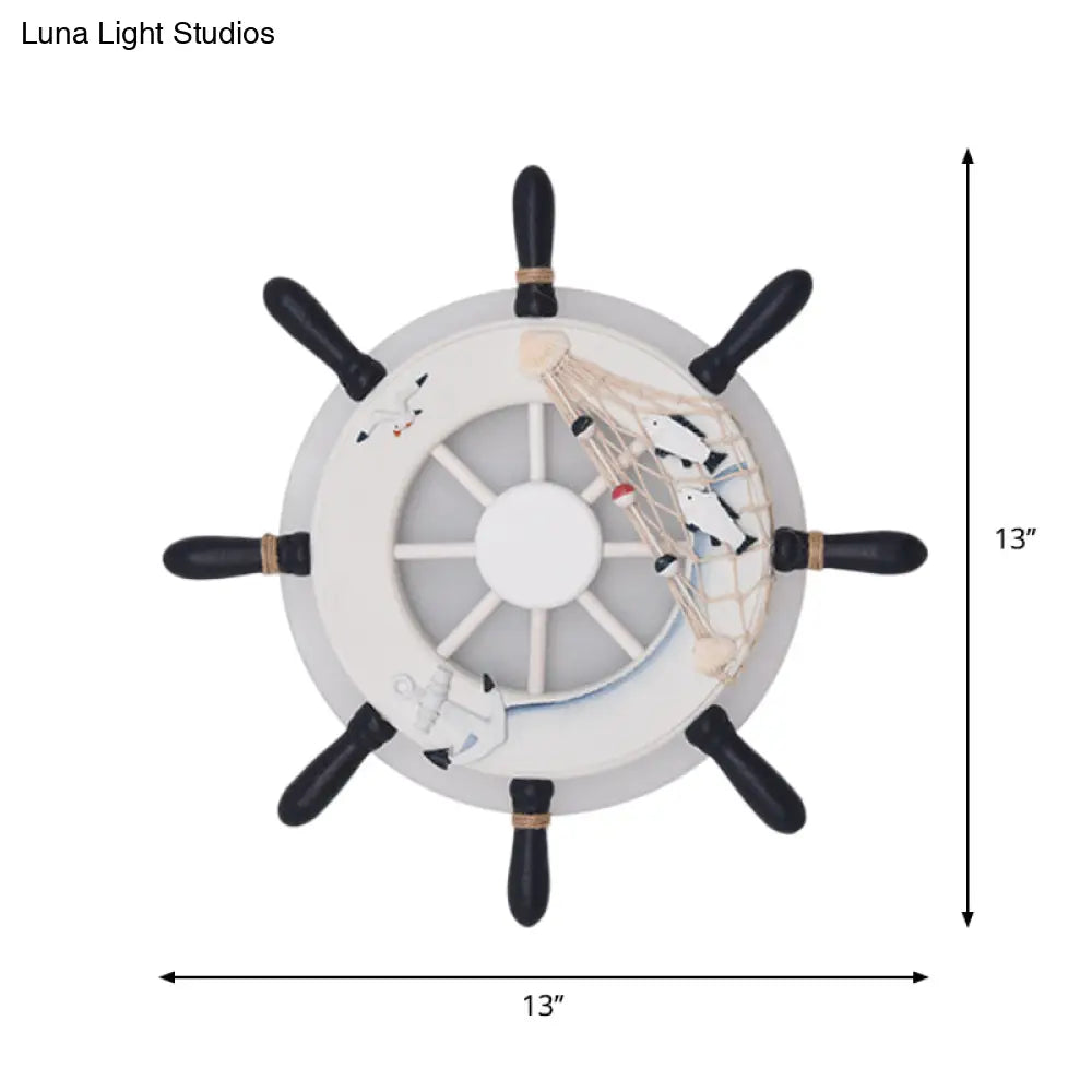 Rudder Bedside Wall Lamp - Acrylic Led Creative Lighting In Light Blue/White