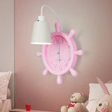 Rudder Design Wall Lamp With 1 Metal Light In Pink/Blue Finish - Perfect For Kids Bedside! Pink