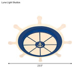 Rudder Flushmount Led Kids Ceiling Lamp - 19.5’/23.5’ Acrylic Blue Warm/White Light