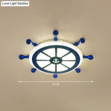 Rudder Kids Ceiling Lamp In Navy Blue - Creative Led Flush Mount Light