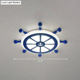 Rudder Kids Ceiling Lamp In Navy Blue - Creative Led Flush Mount Light