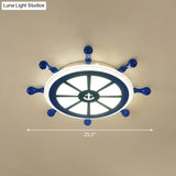 Rudder Kids Ceiling Lamp In Navy Blue - Creative Led Flush Mount Light