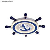 Rudder Metallic Ceiling Lamp - 21.5’/25.5’ Wide Led Blue Flush Mount Children Style Light Fixture
