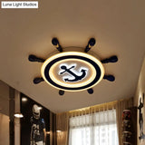 Rudder Metallic Ceiling Lamp - 21.5’/25.5’ Wide Led Blue Flush Mount Children Style Light Fixture